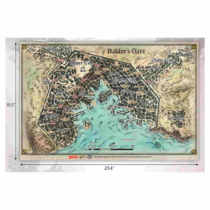 DUNGEONS & DRAGONS: BALDUR'S GATE - DESCENT INTO AVERNUS -  BALDUR'S GATE VINYL MAP (23 X 17)