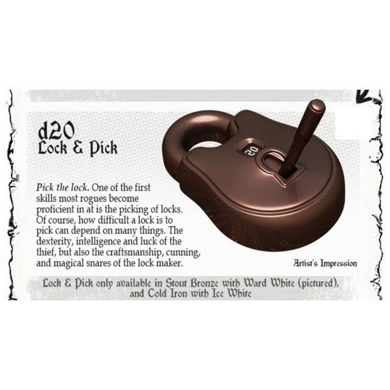 PolyHero Rogue d20 Lock and Pick Set - Cold Iron