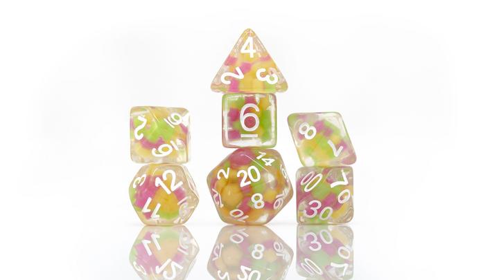 Sirius Dice: Melon Ball Glowworm 7 Die Set