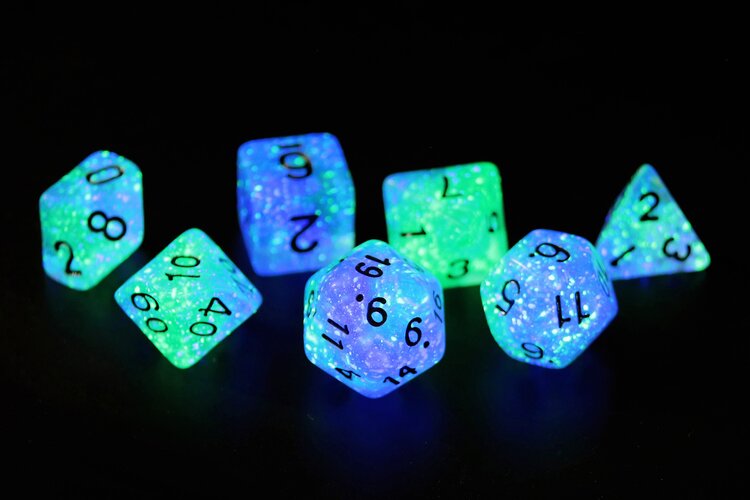 SIRIUS DICE: PEACOCK GLOWWORM 7 DIE SET