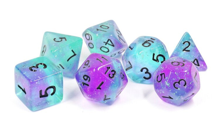 SIRIUS DICE: PEACOCK GLOWWORM 7 DIE SET