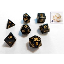 SIRIUS DICE: SOLID BLACK WITH GOLD INK 7 DIE SET