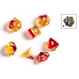 SIRIUS DICE: YELLOW RED TRANSLUCENT 7 DIE SET