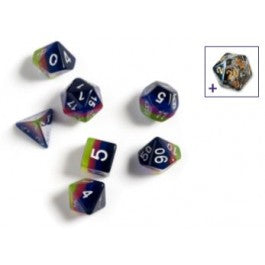 SIRIUS DICE: PINK GREEN BLUE 7 DIE SET