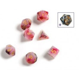 SIRIUS DICE: PINK BLACK RED MARBLE 7 DIE SET