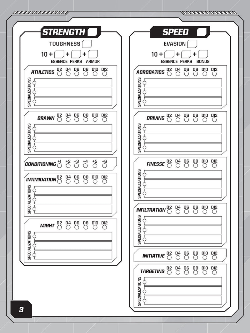 Transformers Roleplaying Game Expanded Character Sheet Journal