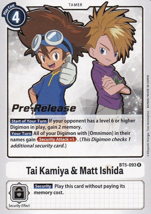 Tai Kamiya & Matt Ishida [BT5-093] [Battle of Omni Pre-Release Promos]