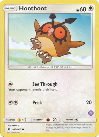 Hoothoot (1) (106/147) [SM Trainer Kit: Alolan Sandslash & Alolan Ninetales]