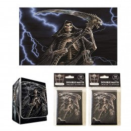Combo - GRIM REAPER - Reap It! - 100ct DOUBLE MATTE Deck Protector Sleeves + Deck Box + Playmat