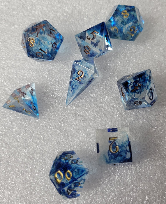 Yeti's Place Dungeon RPG Sharp Dice Set - Blue and White