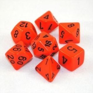 CHESSEX DICE: 7CT OPAQUE POLY ORANGE/BLACK DIE SET (CHX25403)