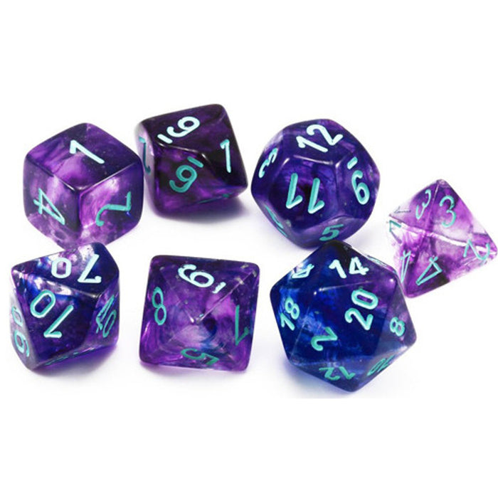 CHESSEX DICE: 7CT Nebula Luminary Dice Set Nebula Nocturnal Blue Luminary (CHX 27557)