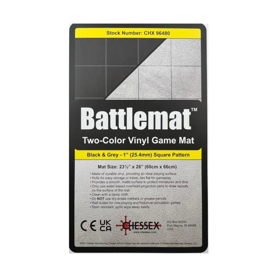 Battlematt Reversible (1-INCH): Black-Grey Squares (23.5 INCHES X 26 INCHES)