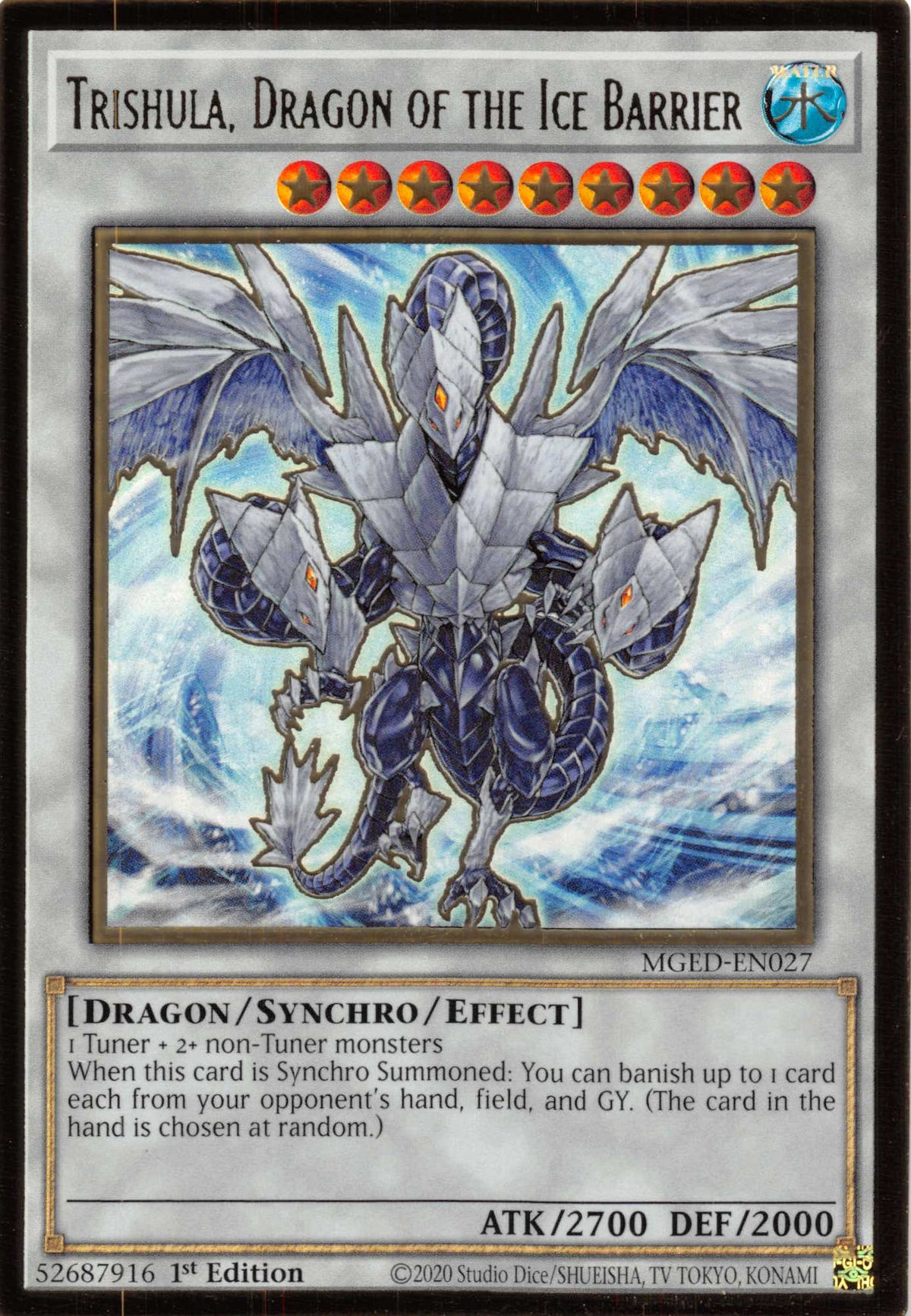 trolliest yugioh deck Trishula, Dragon of the Ice Barrier [MGED-EN027] Gold Rare — Darkhold Games