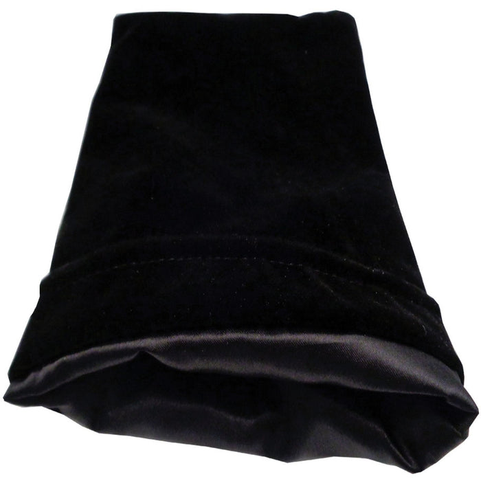 6in x 8in LARGE Black Velvet Dice Bag with Black Satin Lining