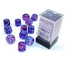 CHESSEX DICE: D6 -- 16MM Nebula Luminary Dice, Nocturnal/Blue, 12CT (CHX 27757)