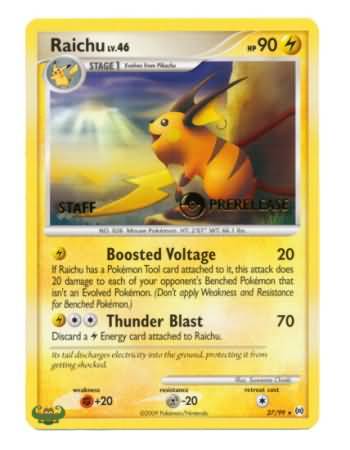 Raichu - 27/99 (Prerelease) [Staff] (27/99) [Nintendo Promos]