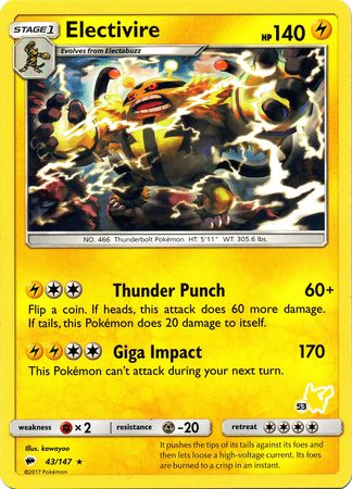 Electivire - 43/147 (#53 Pikachu Stamped) (043/147) [Battle Academy]