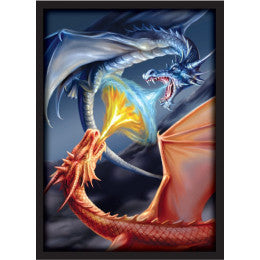 FIGHTING DRAGONS - Red / Blue Drakes -50ct DOUBLE MATTE Art Deck Protector Sleeves