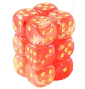 CHESSEX DICE: D6 -- 16MM GHOSTLY GLOW DICE, ORANGE/YELLOW, 12CT (CHX27723)
