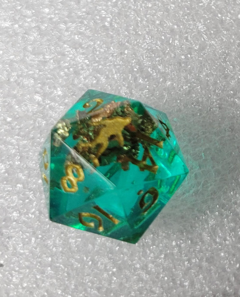 Yeti's Place Dungeon RPG Sharp Dice Set - Green and Copper