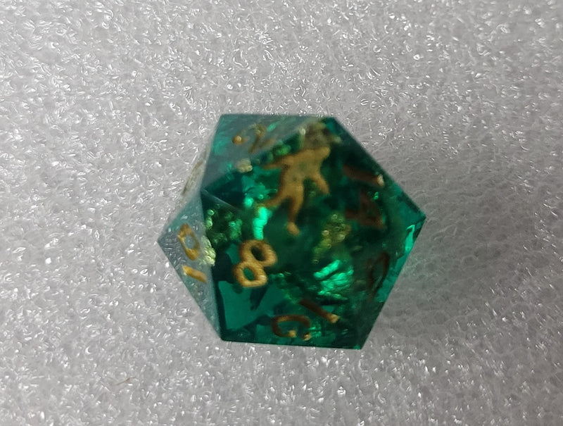 Yeti's Place Dungeon RPG Sharp Dice Set - Green and Gold