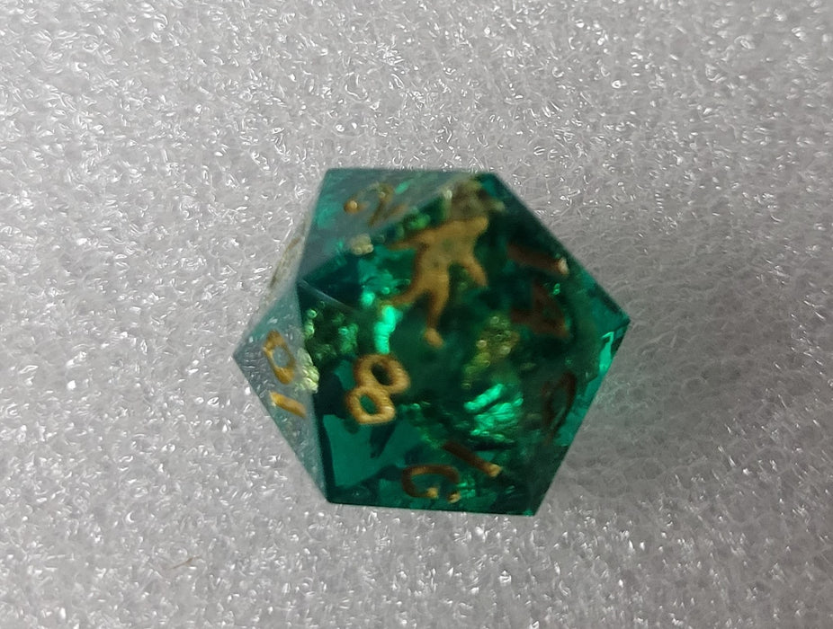 Yeti's Place Dungeon RPG Sharp Dice Set - Green and Gold