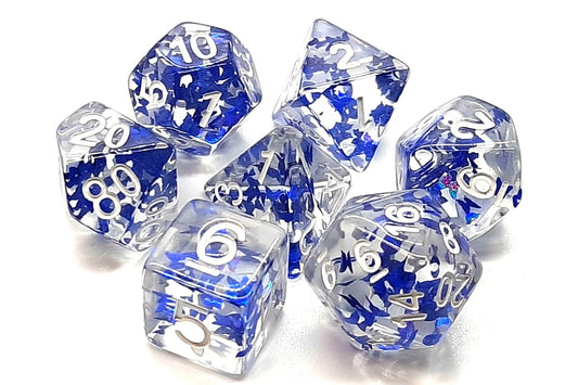 Old School 7 Piece D&D RPG Dice Set: Infused - Sapphire Butterfly