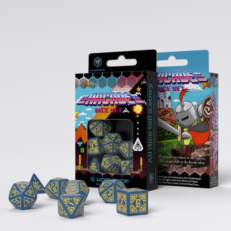 ARCADE: BLUE AND YELLOW DICE SET (7CT)