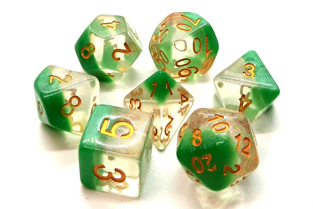 Old School 7 Piece D&D RPG Dice Set: Luminous - Morning Mist