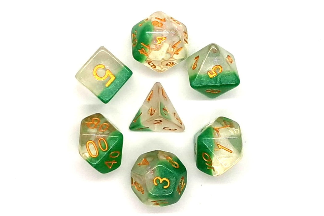 Old School 7 Piece D&D RPG Dice Set: Luminous - Morning Mist