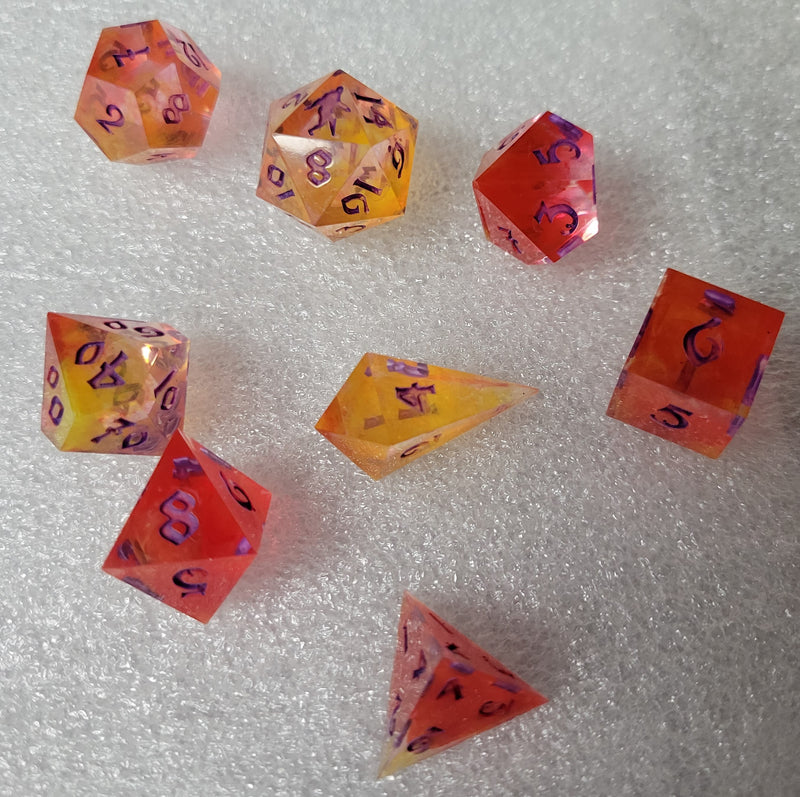 Yeti's Place Dungeon RPG Sharp Dice Set - Orange and Yellow