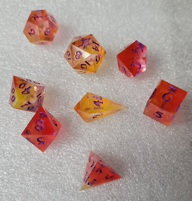 Yeti's Place Dungeon RPG Sharp Dice Set - Orange and Yellow