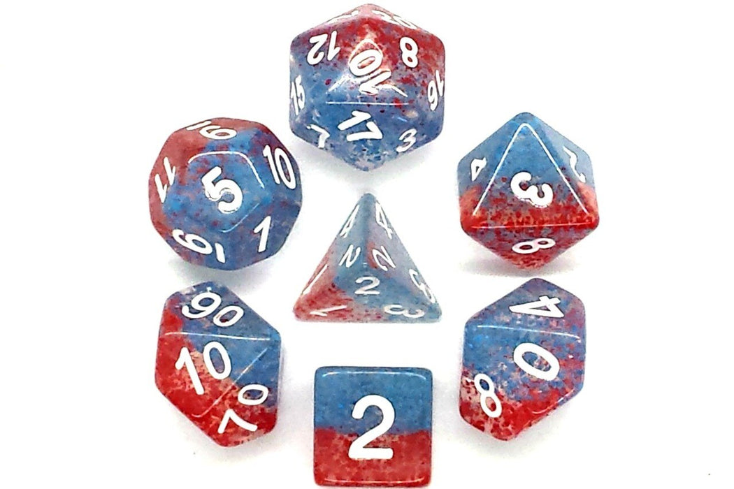 Old School 7 Piece D&D RPG Dice Set: Particles - Red Fish Blue Fish