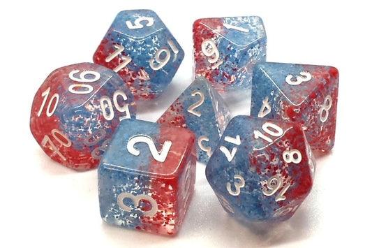 Old School 7 Piece D&D RPG Dice Set: Particles - Red Fish Blue Fish