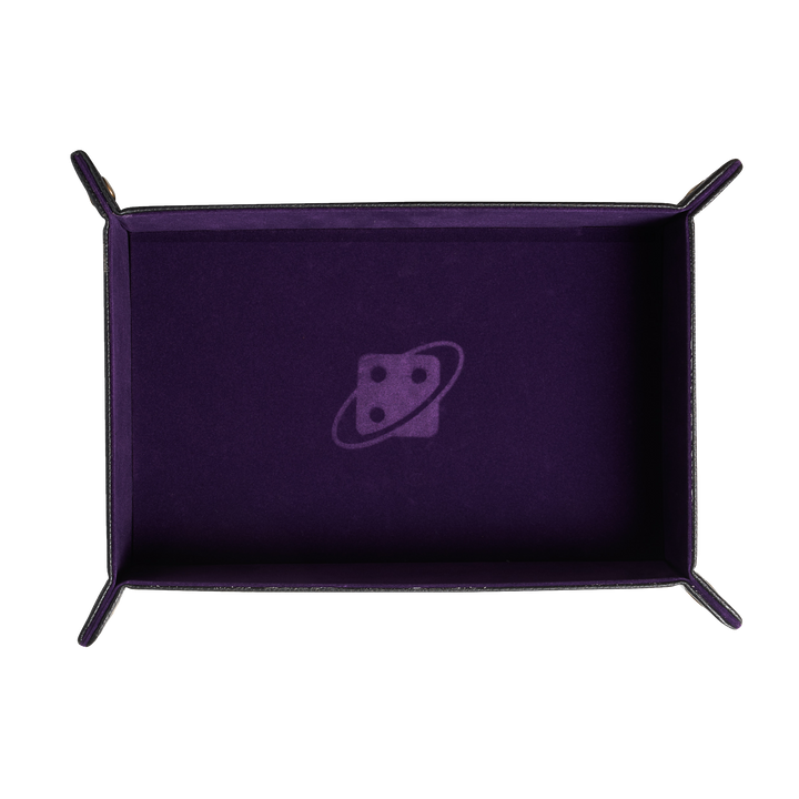 Dice Tray: Rectangle, Folding - Purple, Copper Buttons