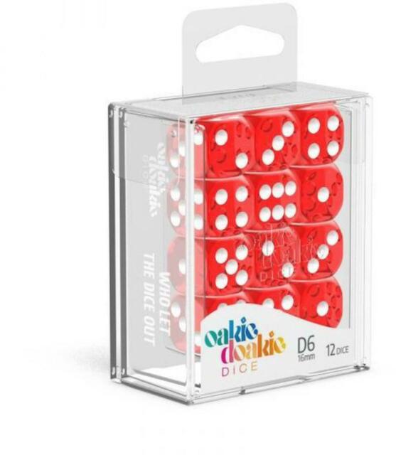 OAKIE DOAKIE DICE: D6 16MM TRANSLUCENT - RED (12CT)