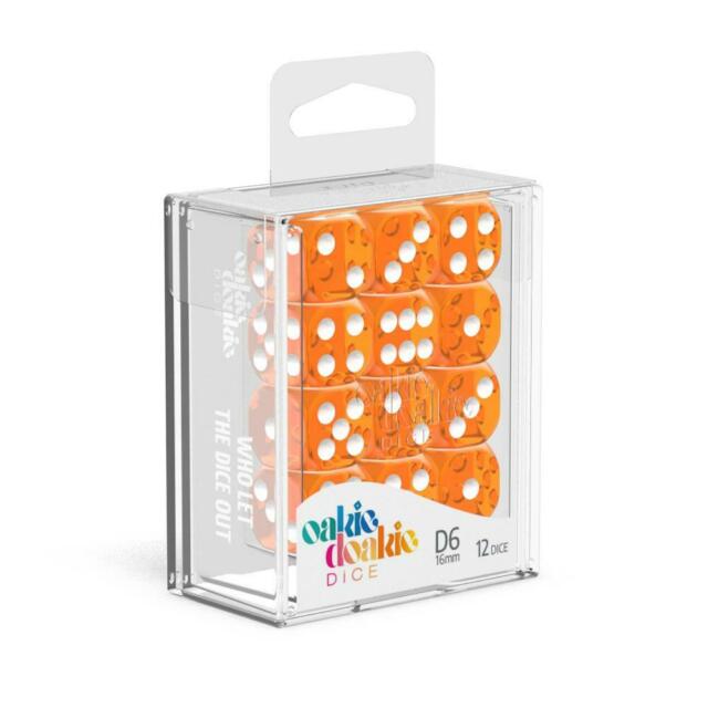 OAKIE DOAKIE DICE: D6 16MM TRANSLUCENT - ORANGE (12CT)