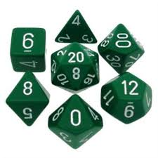 CHESSEX DICE: 7CT OPAQUE POLYHEDRAL GREEN /WHITE (CHX25405)