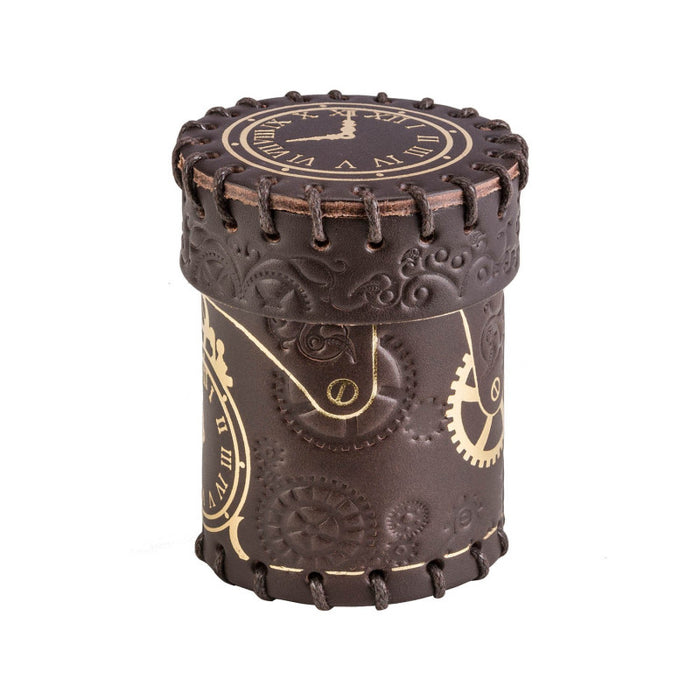 Steampunk Brown & golden Leather Dice Cup