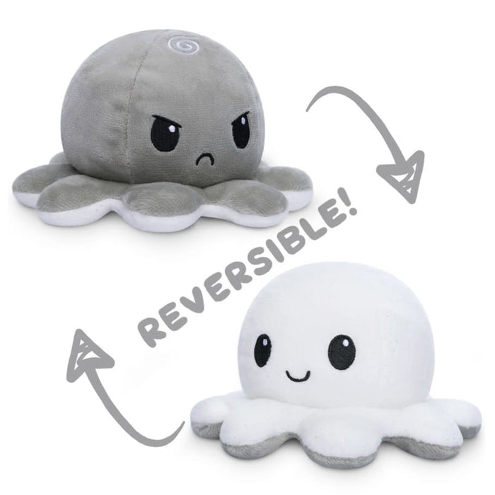 Reversible Octopus Plushie: White Sparkle and Gray