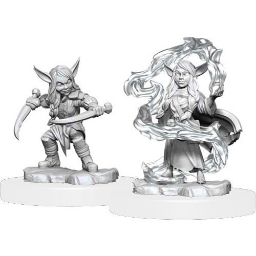 Critical Role Unpainted Miniatures: W01 Goblin Sorceror and Rogue Female
