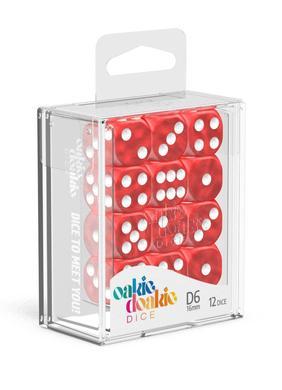 OAKIE DOAKIE DICE: D6 16MM MARBLE - RED (12CT)