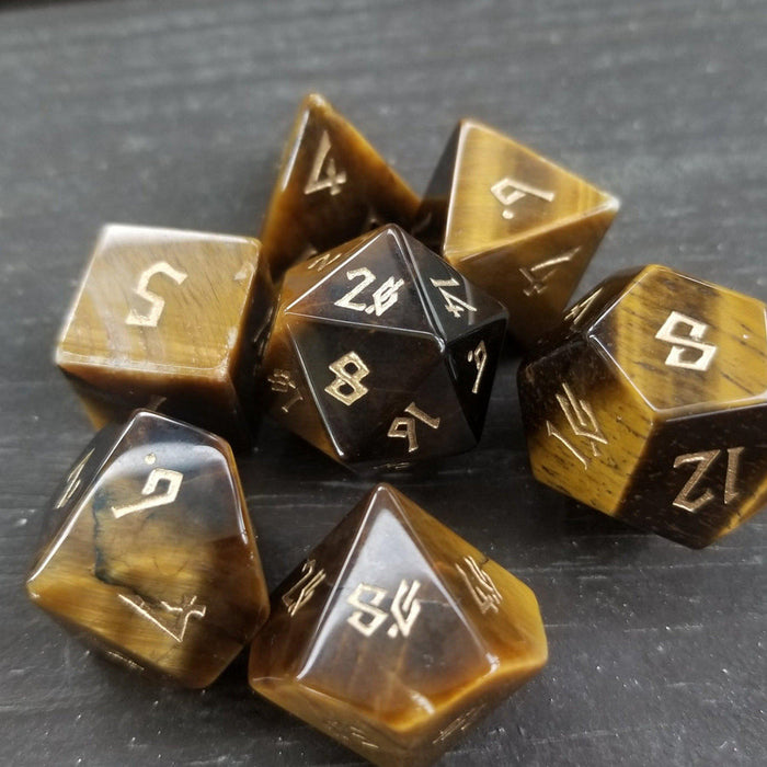 Yellow Tiger Eye Stone Dice Set