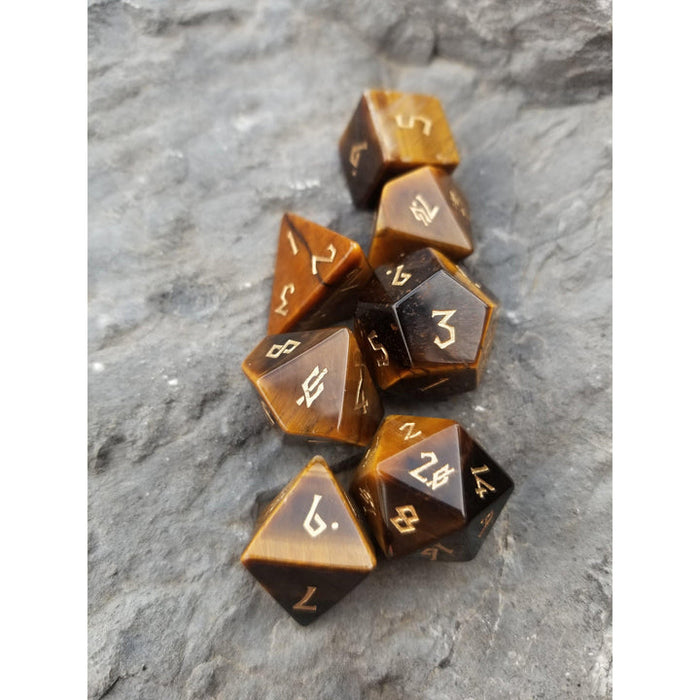 Yellow Tiger Eye Stone Dice Set